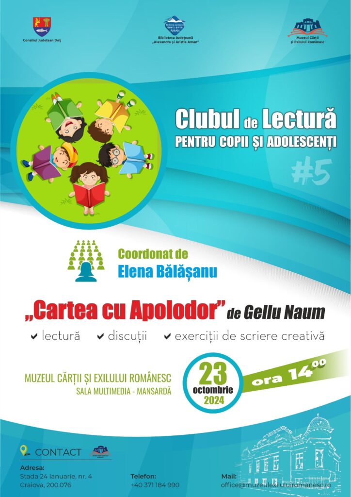 „Clubul de lectură pentru copii și adolescenți” la Muzeul Cărții și Exilului Românesc Craiova
