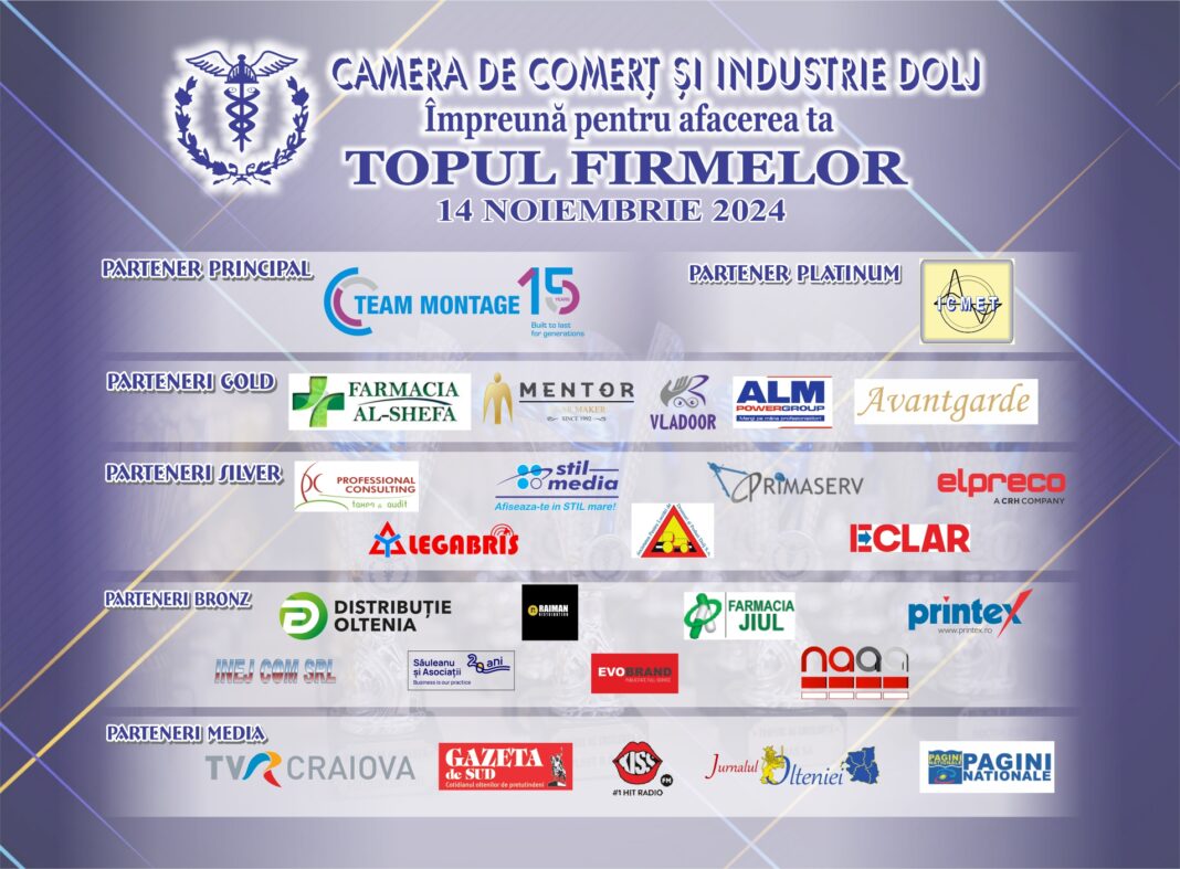 Gala Topul Firmelor din judeţul Dolj, evenimentul de recunoaştere a excelenţei în afaceri