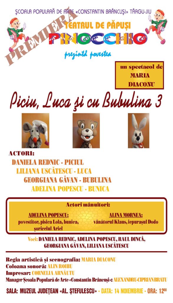 Premieră la Teatrul de Păpuși din Târgu Jiu 
