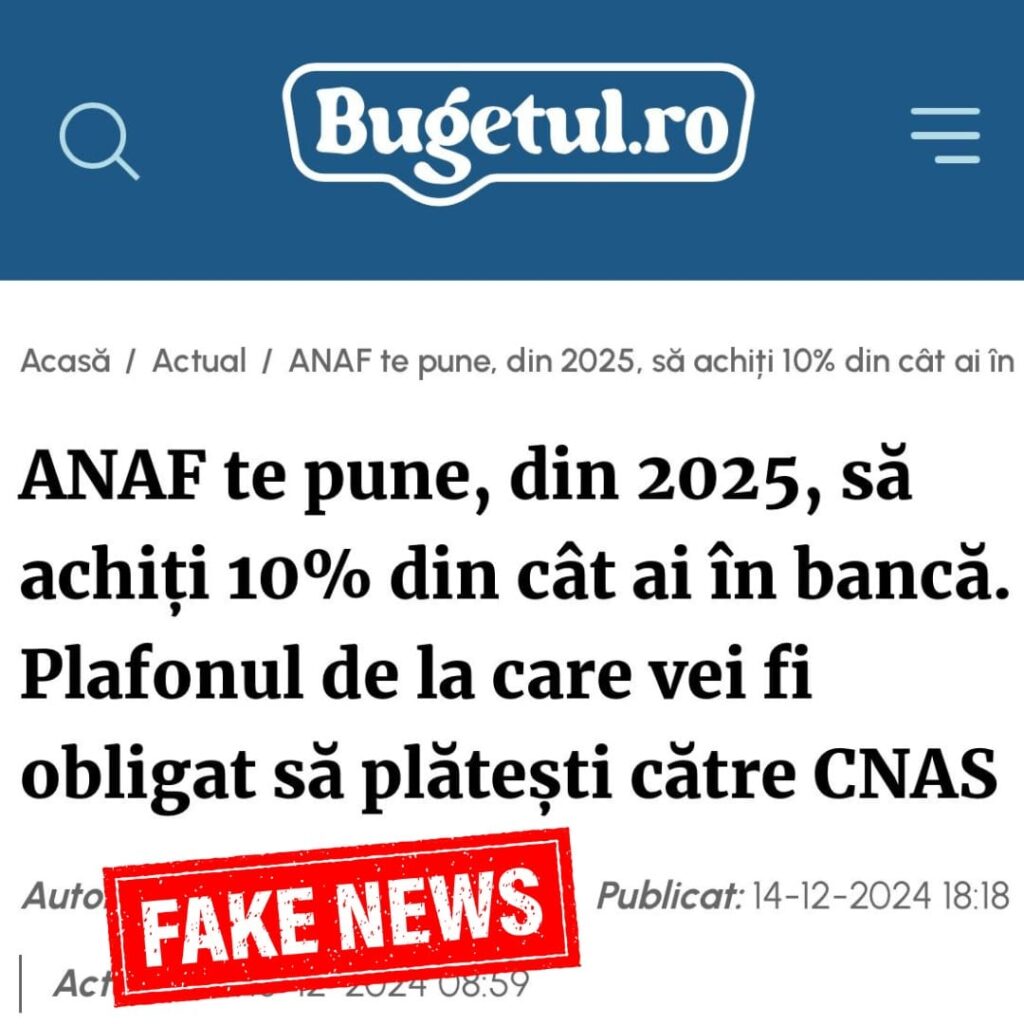 „Fake news”: Taxa de 10% pe banii din conturile bancare ale românilor, FALSĂ