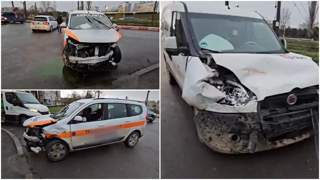 Femeie rănită după ce o ambulanţă privată care ducea bolnavi la dializă a fost implicată într-un accident rutier