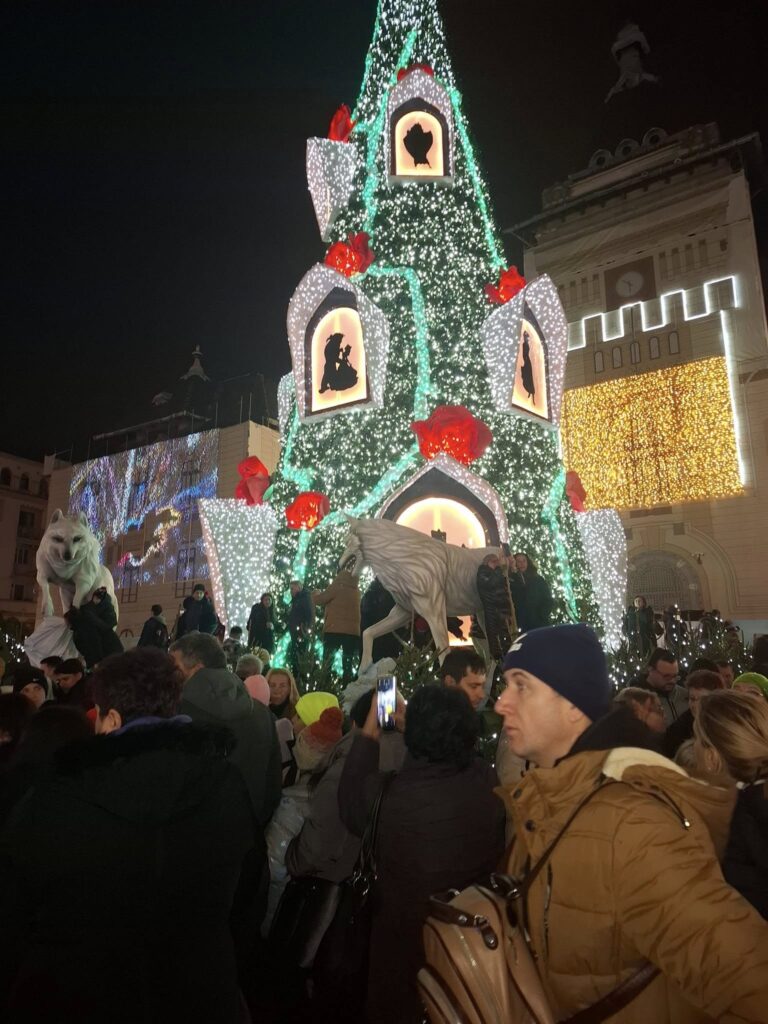 (VIDEO) Nebunie la Târgul de Crăciun din Craiova. Zeci de mii de oameni s-au îngrămădit să vadă sania lui Moş Crăciun