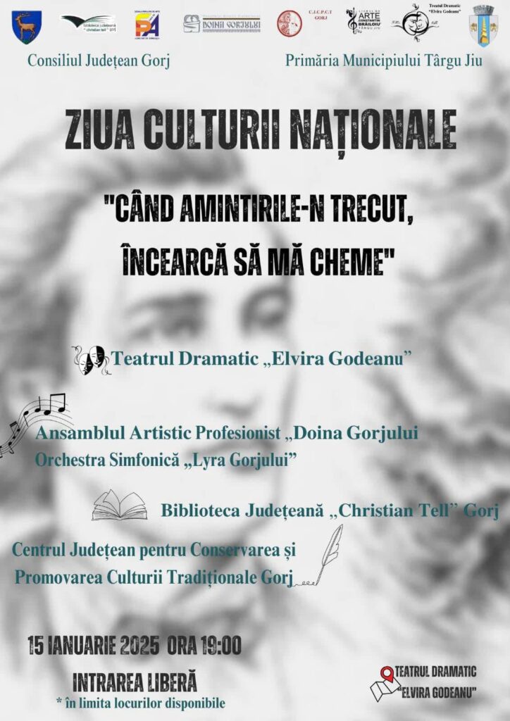Ziua Culturii Naționale, marcată la Târgu Jiu pe 15 ianuarie