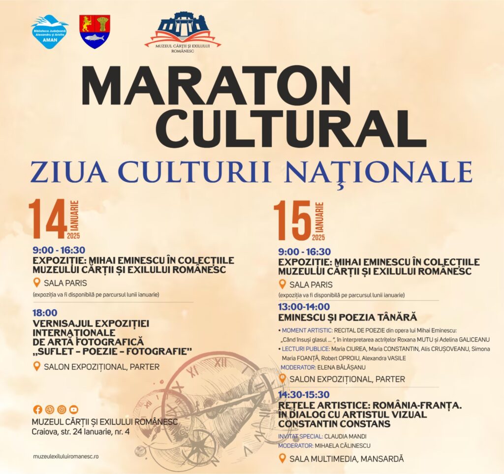 Maraton Cultural la Muzeul Cărții și Exilului Românesc – Ziua Culturii Naționale