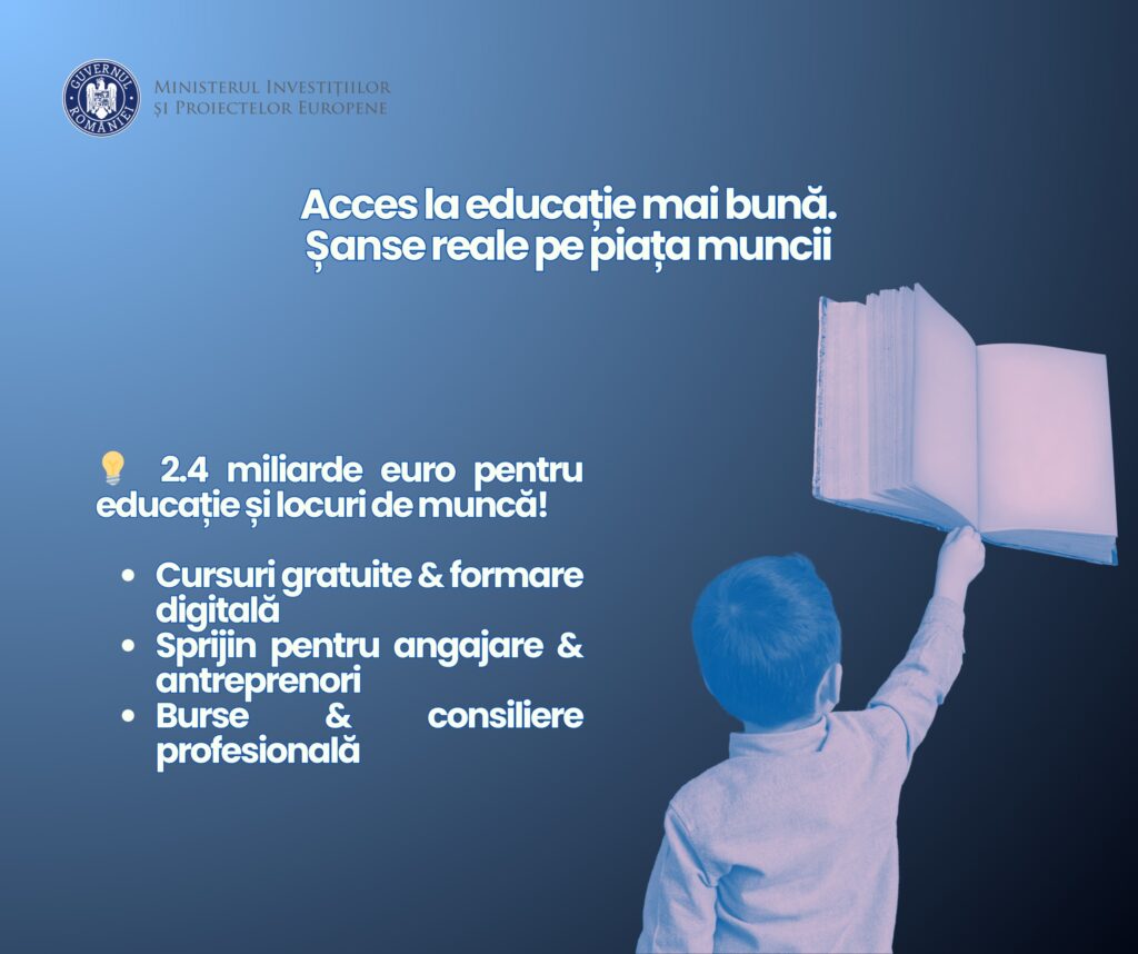 MIPE lansează în 2025 finanțări de aproape 2,4 miliarde euro pentru educație și locuri de muncă