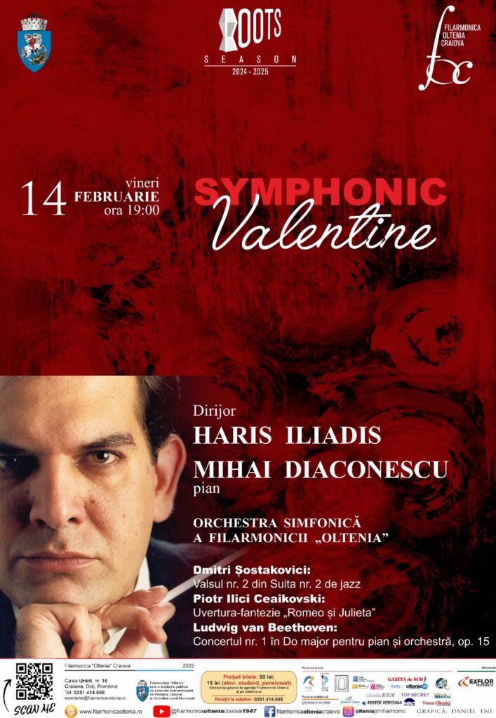 „Symphonic Valentine” – o seară muzicală dedicată iubirii la Filarmonica „Oltenia”