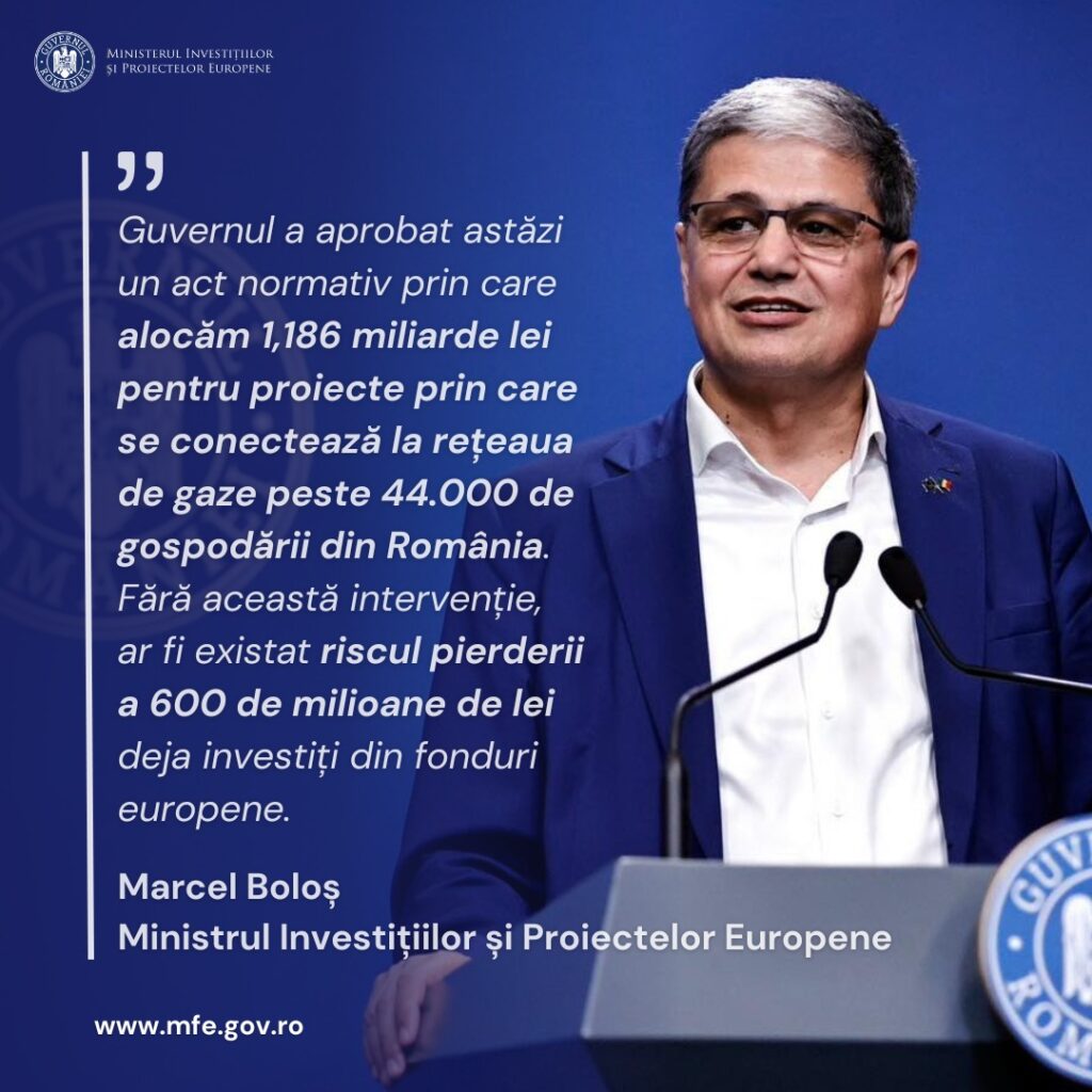 Finanțare suplimentară pentru extinderea rețelelor de gaze