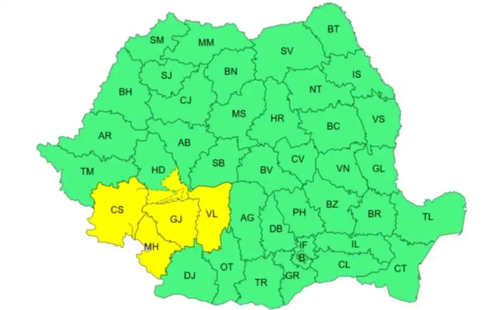 Avertizări Cod Portocaliu și Cod Galben de vreme rea în mai multe judeţe