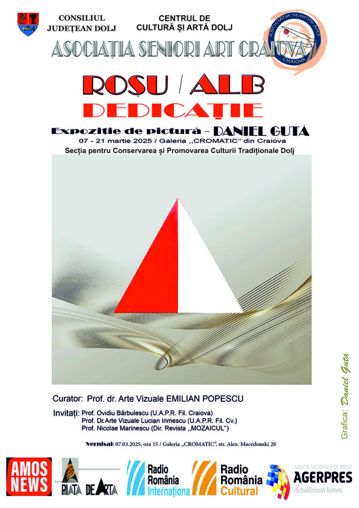 Craiova: „ROȘU/ALB. Dedicație“ pe simeze la „Cromatic“