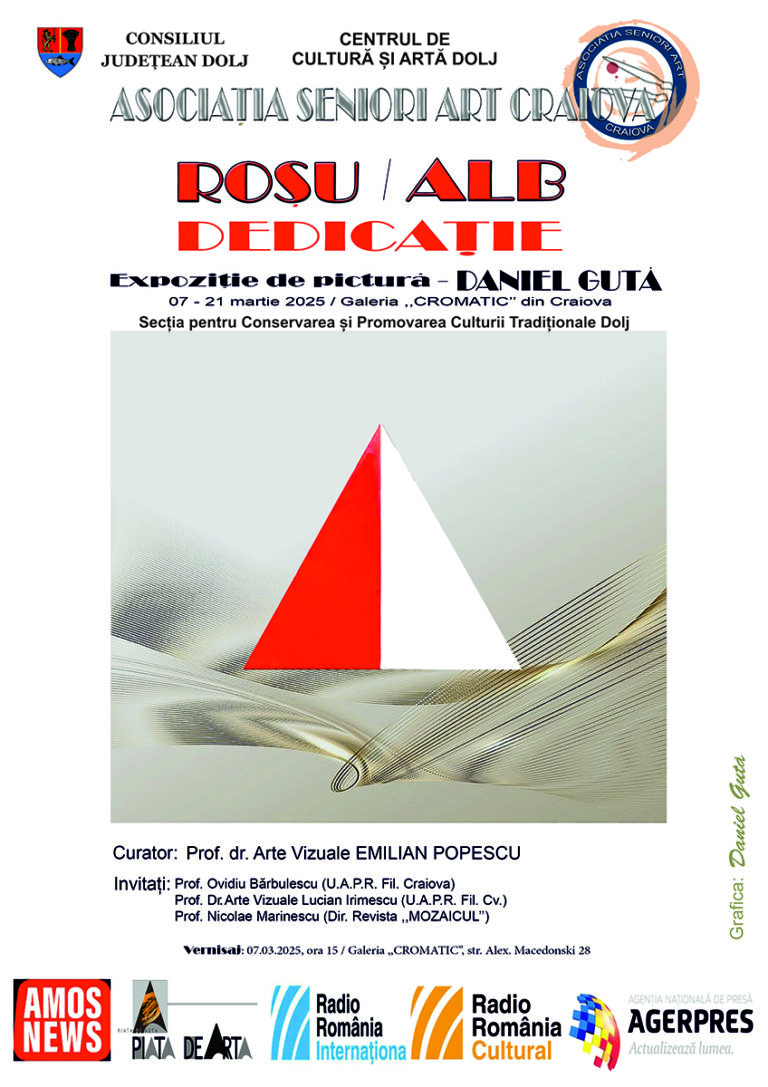 Craiova: „ROȘU/ALB. Dedicație“ pe simeze la „Cromatic“