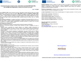 Începere proiect „Dezvoltarea societății DENTALEX SRL prin achiziție de echipamente şi creare de noi locuri de muncă”