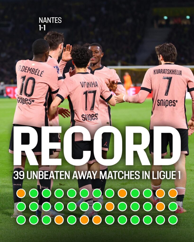 PSG a remizat cu Nantes pe „Stade de la Beaujoire“ și a rămas neînvinsă în Ligue 1