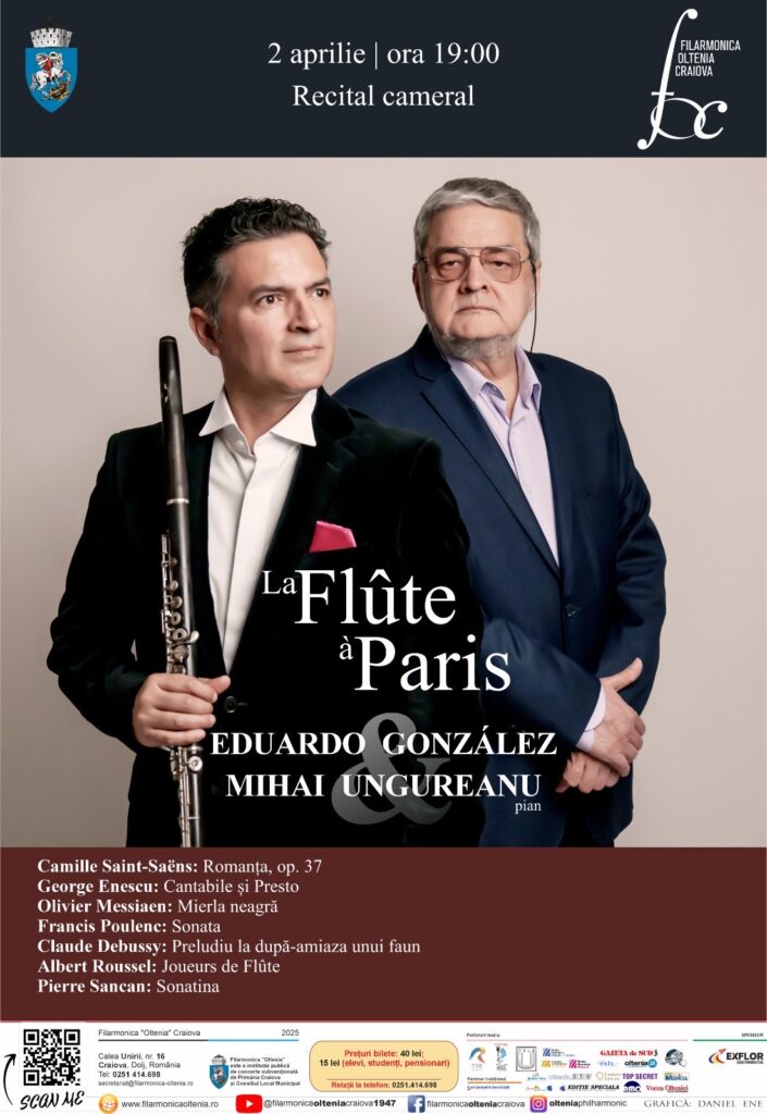 „La Flûte à Paris” – un recital cameral de rafinament și expresivitate, la Filarmonica Oltenia