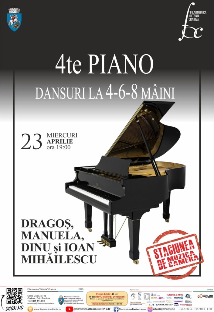 Recital spectaculos „4te PIANO”, la Filarmonica Oltenia Craiova