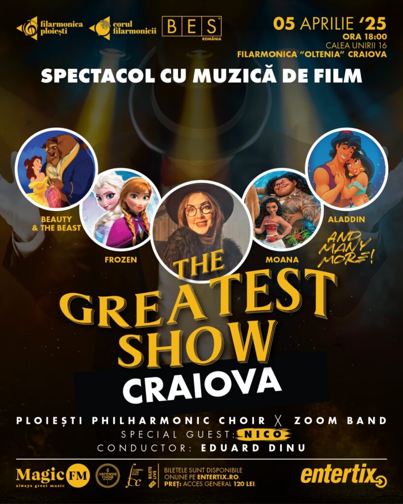 Muzică de film, cu Nico solistă, la Filarmonica Oltenia: The Greatest Show