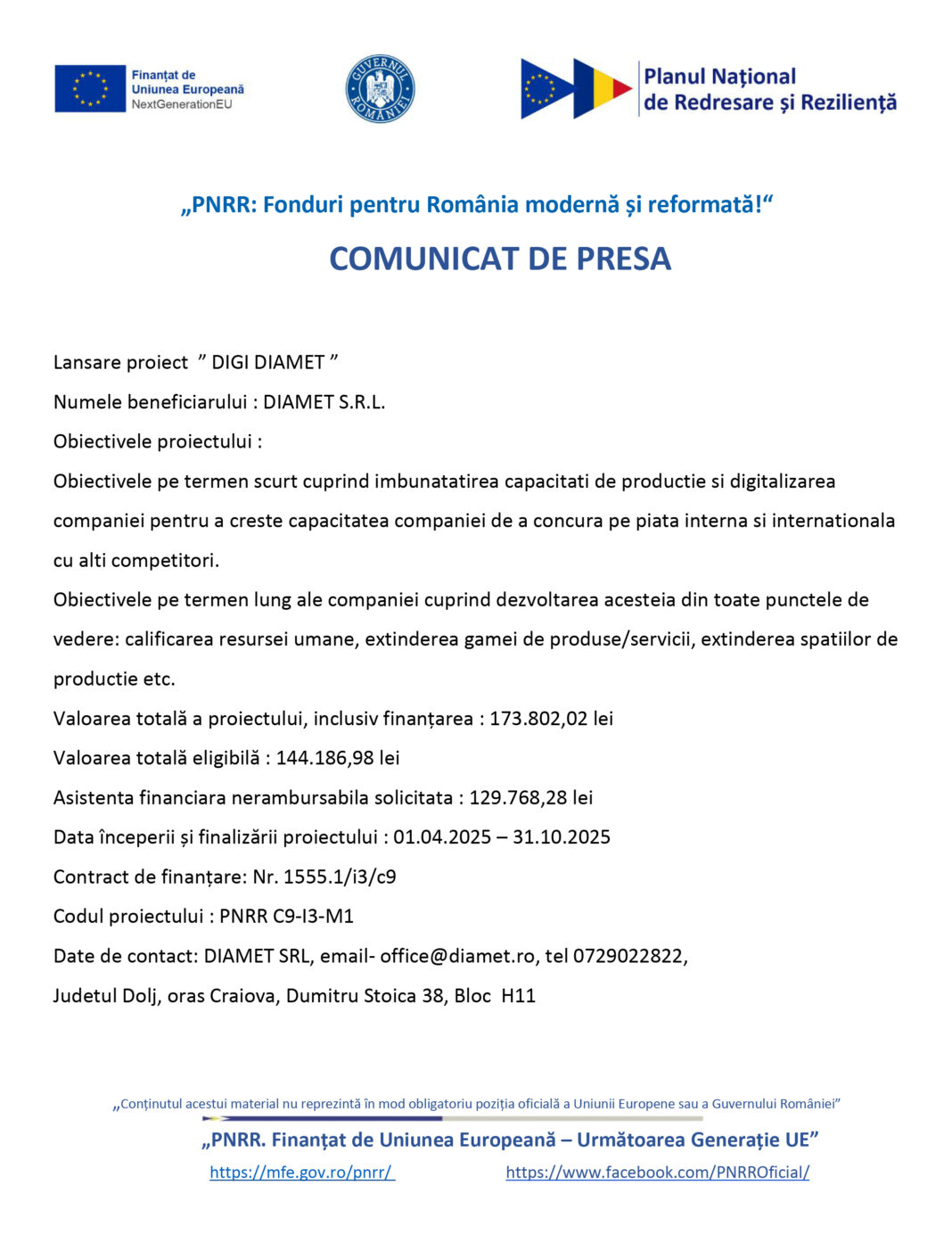 „PNRR: Fonduri pentru România modernă și reformată!“