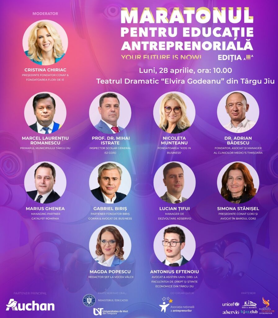 Maratonul pentru educație antreprenorială ajunge la Târgu Jiu