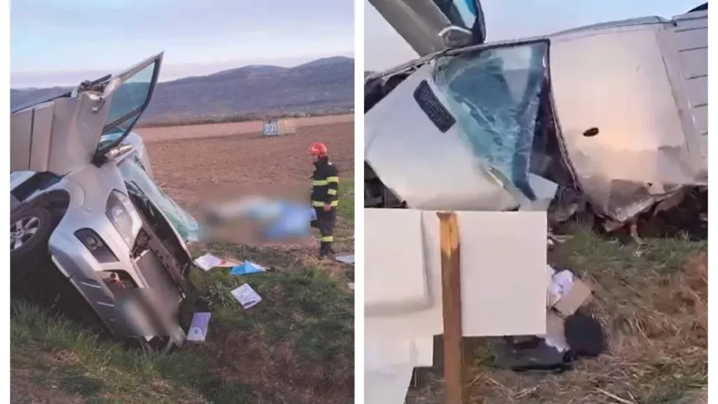 Un microbuz şi un camion, implicate într-un accident grav