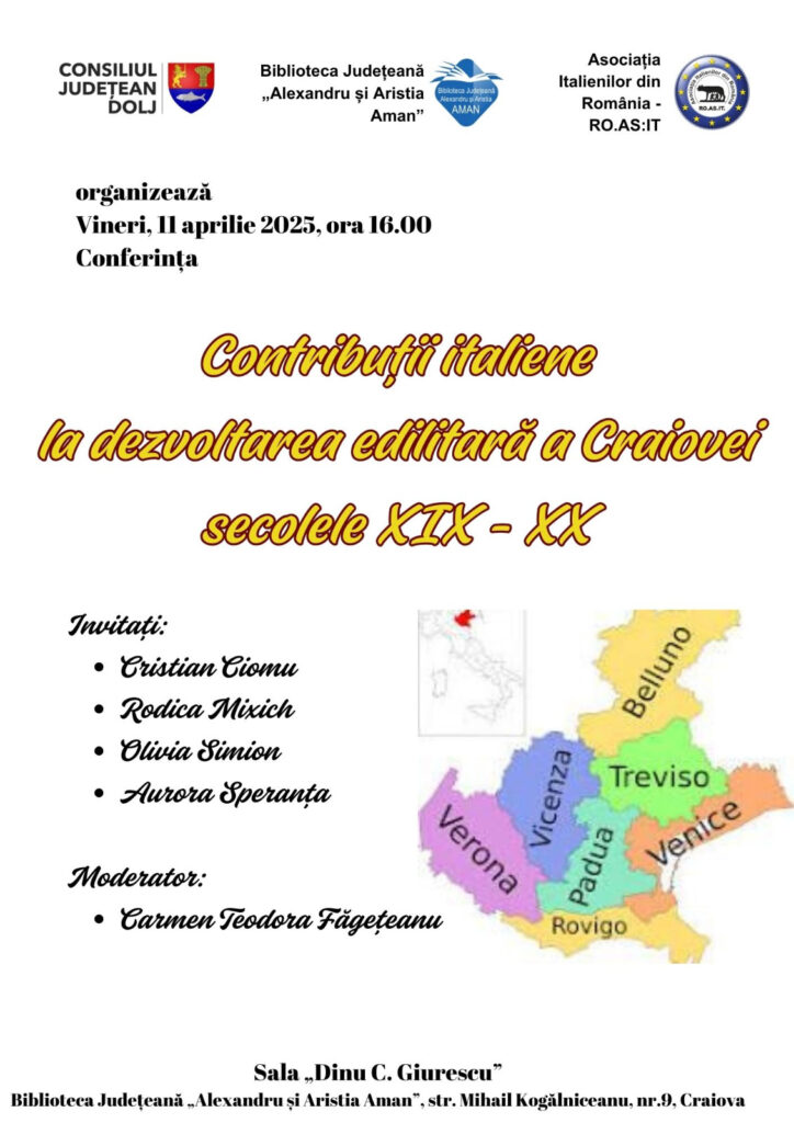 Conferința „Contribuții italiene la dezvoltarea edilitară a Craiovei – secolele XIX – XX”