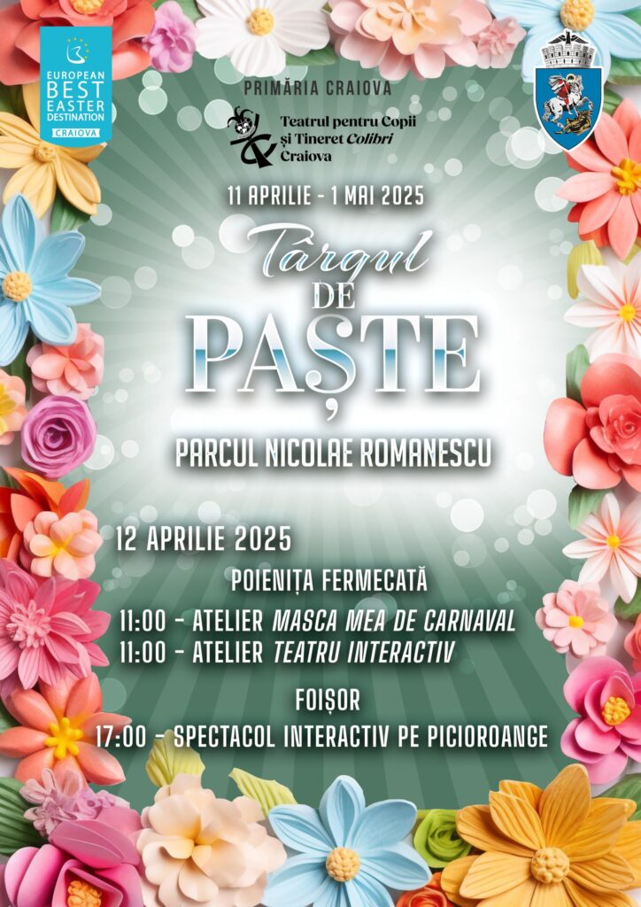 Weekend Colibri cu spectacole și serbarea atelierelor la sediu și activități la Târgul de Paște