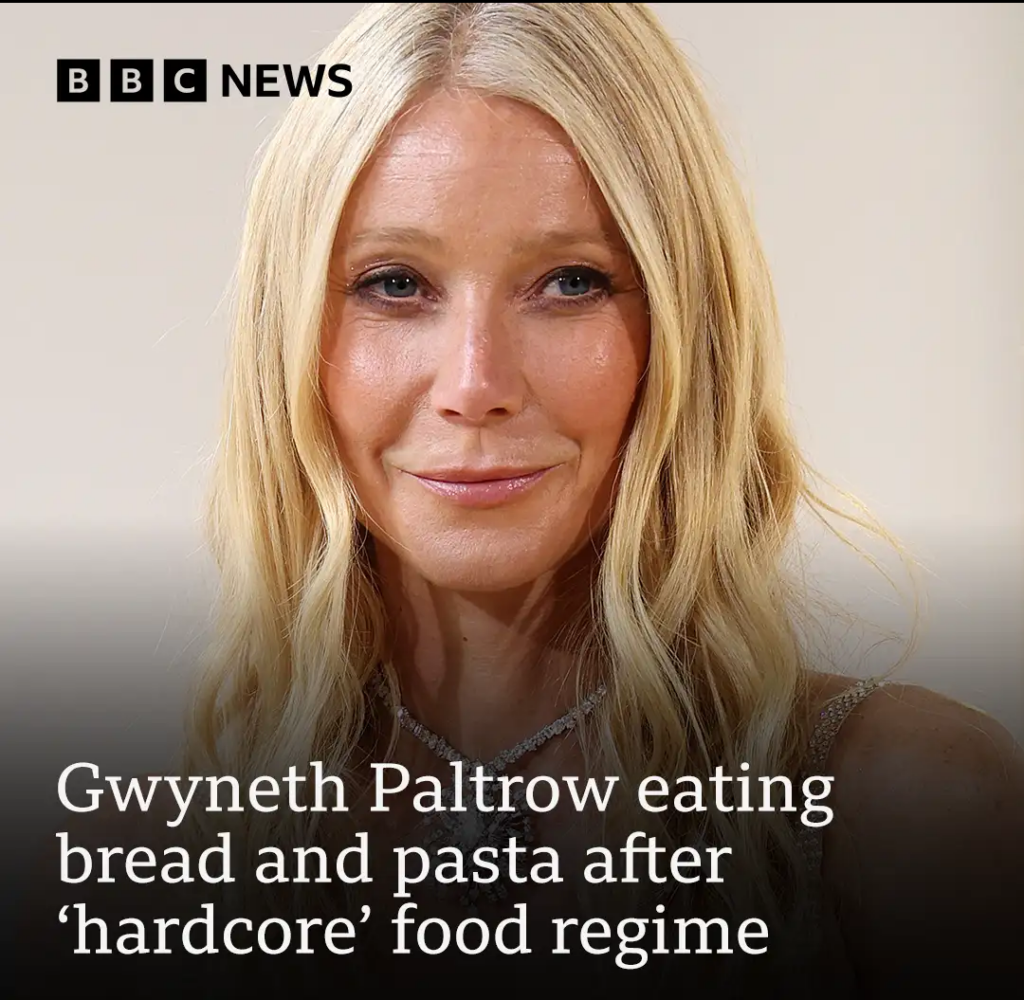 Gwyneth Paltrow mănâncă pâine și paste după un  regim alimentar „hard-core”