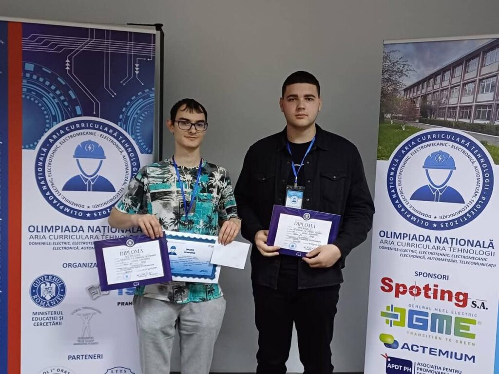 Doi elevi de la Liceul Energetic Târgu-Jiu, premiați la Olimpiada Tehnică Națională