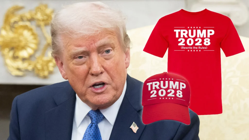 Donald Trump vinde şepci și tricouri pentru alegerile din 2028 deși nu are dreptul la încă un mandat
