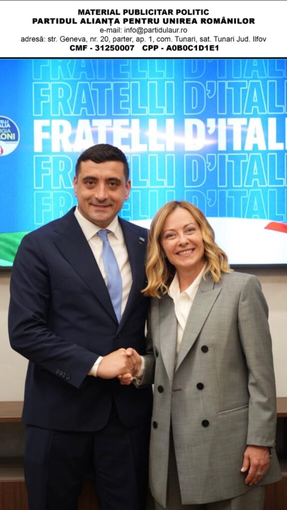 George Simion s-a întâlnit la Roma cu premierul italian Giorgia Meloni: “Avem prieteni, avem aliați”