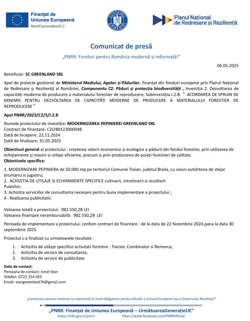 Finalizare proiect SC GREENLAND SRL
