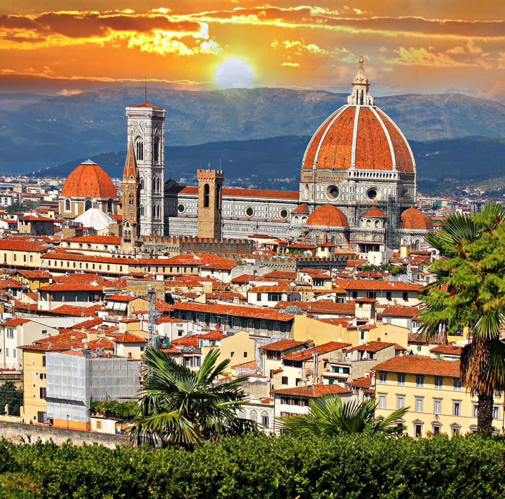 Panorama Florenței și Catedrala Sfânta Maria din Florența, Italia