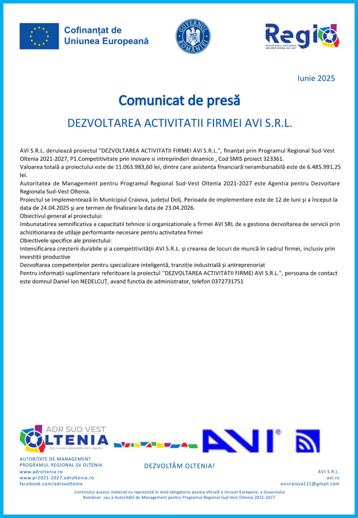 Dezvoltarea activităţii firmei AVI SRL
