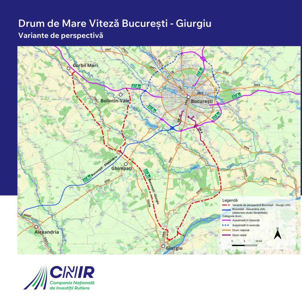 CNIR a atribuit contractul pentru Studiul de Fezabilitate al Drumului de mare viteză București-Giurgiu