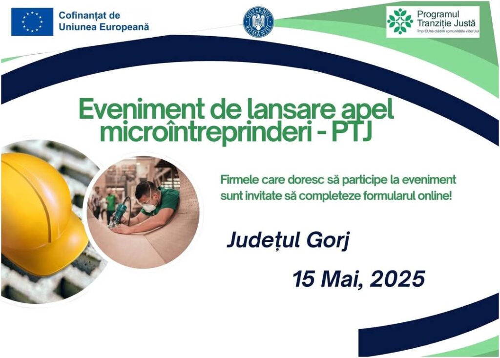 A fost lansat apelul de proiecte destinat microîntreprinderilor din județul Gorj