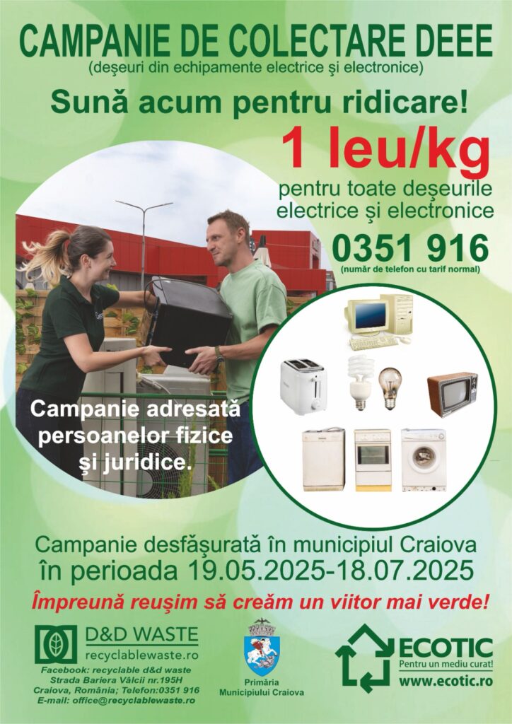 Campanie de colectare a deșeurilor de echipamente electrice și electronice în Craiova