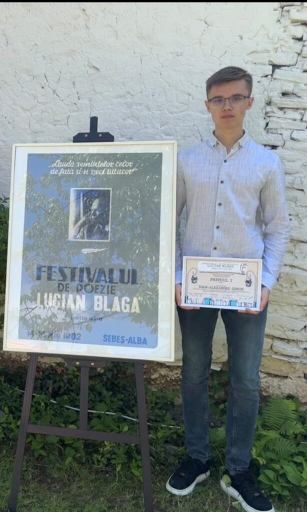 Premiul I pentru un elev din Târgu Jiu la Festivalul Internațional de Literatură „Lucian Blaga”