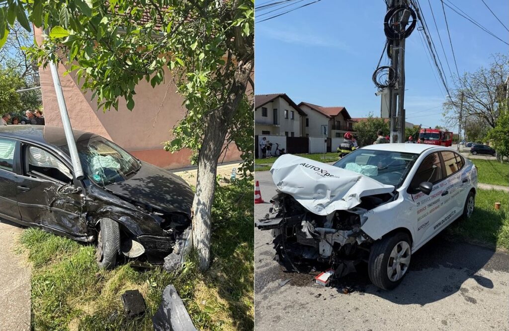 O femeie și două fetițe, rănite după ce mașina lor a fost lovită de un șofer care nu a acordat prioritate