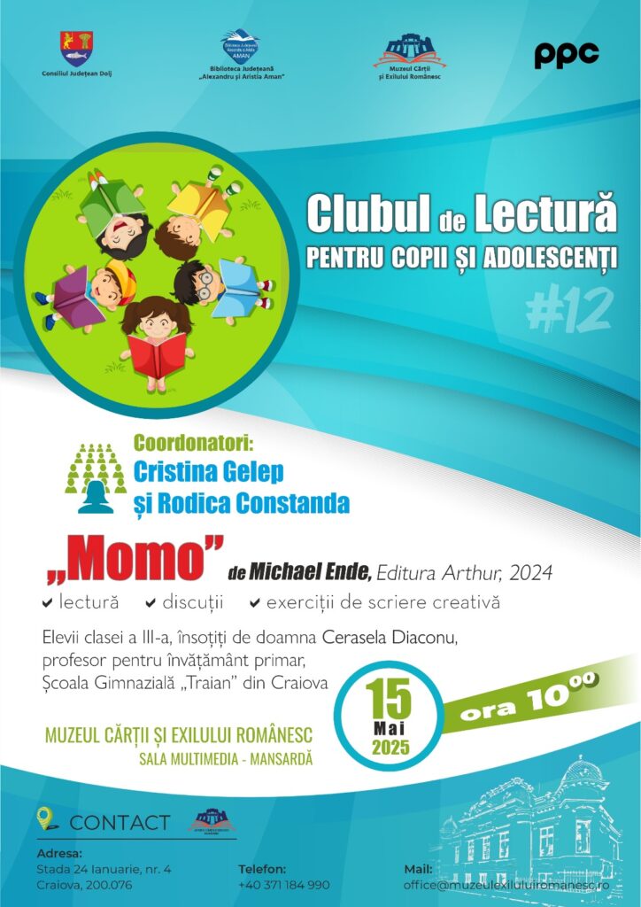 Craiova: Clubul de lectură pentru copii și adolescenți la Muzeul Cărții și Exilului Românesc