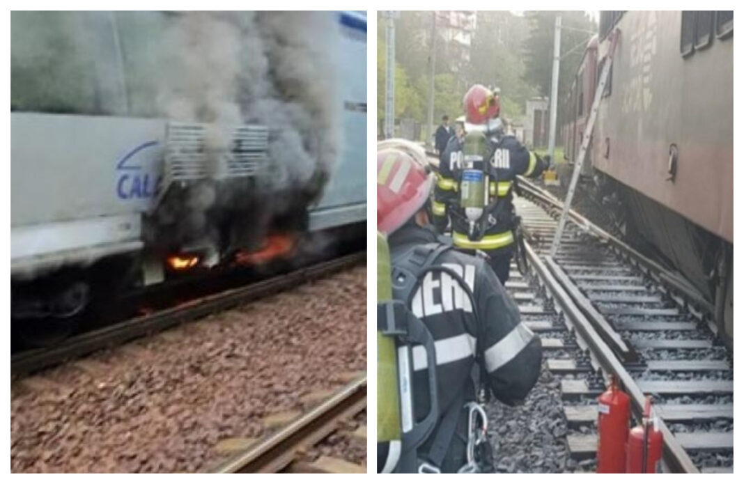 Peste 120 de călători au fost evacuați după ce locomotiva unui tren a luat foc în gara din Sinaia