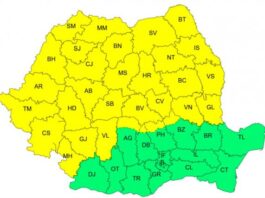 Cod galben de ploi torențiale și vijelii în mare parte din țară