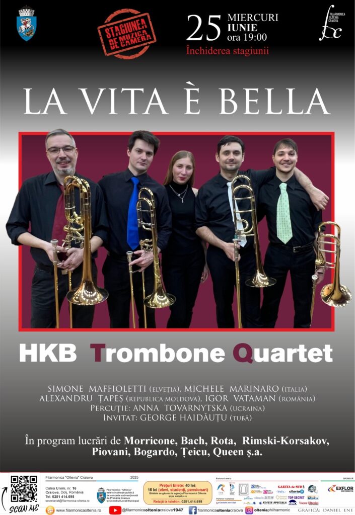 La Vita è Bella: final de stagiune camerală cu HKB Trombone Quartet
