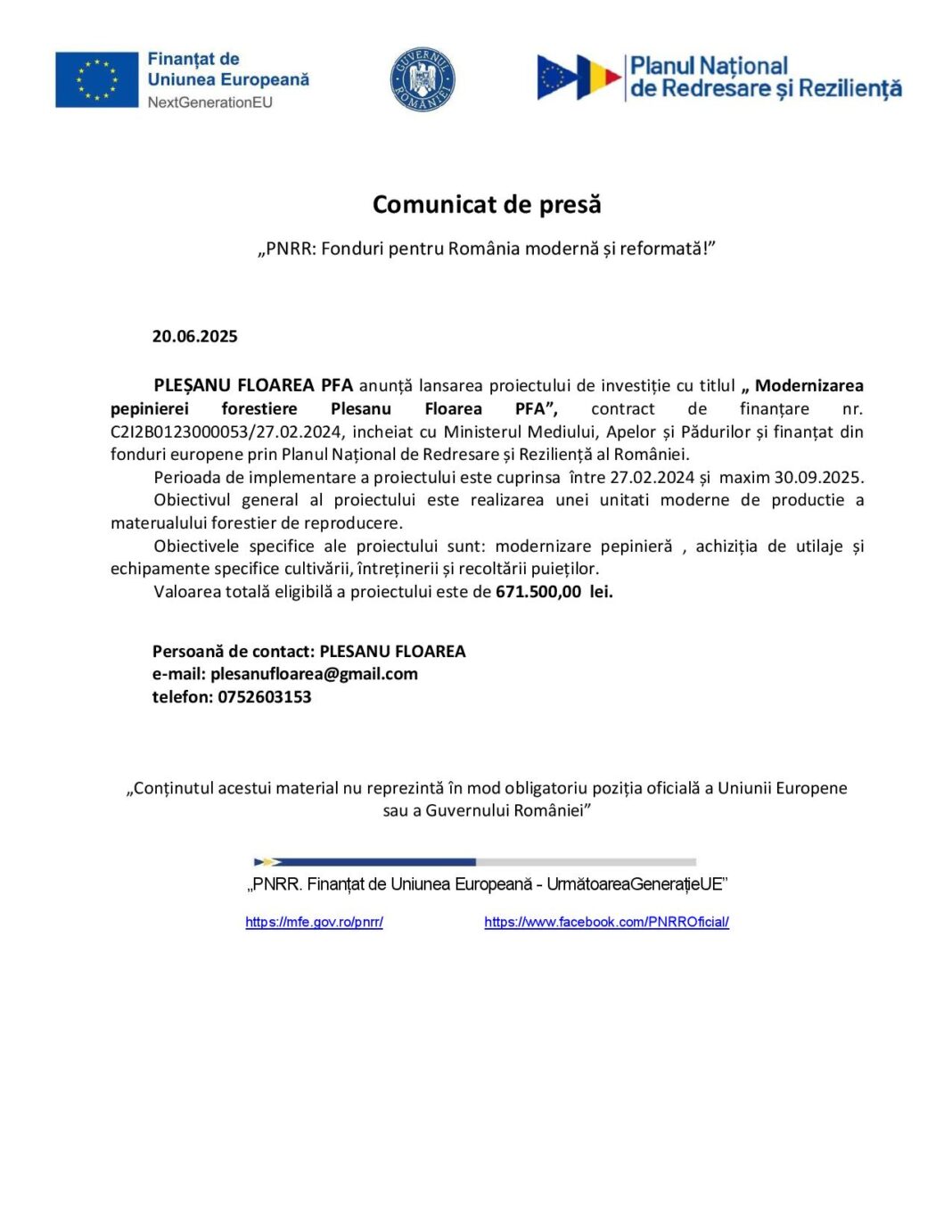 „PNRR: Fonduri pentru România modernă și reformată!” „PNRR: Fonduri pentru România modernă și reformată!”