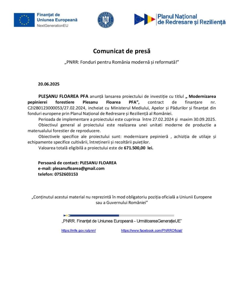 „PNRR: Fonduri pentru România modernă și reformată!”
