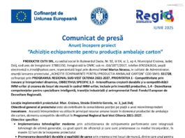 Anunț începere proiect “Achiziție echipamente pentru producția ambalaje carton”