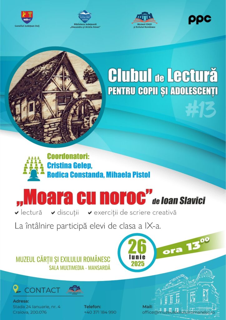 Craiova: „Clubul de lectură pentru copii și adolescenți” la Muzeul Cărții și Exilului Românesc