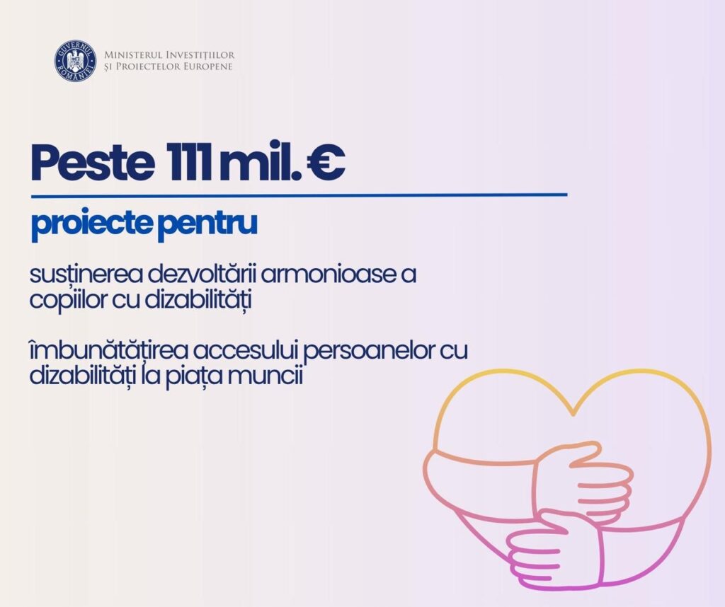 Două proiecte în valoare de peste 111 mil. euro pentru sprijinirea persoanelor cu dizabilități