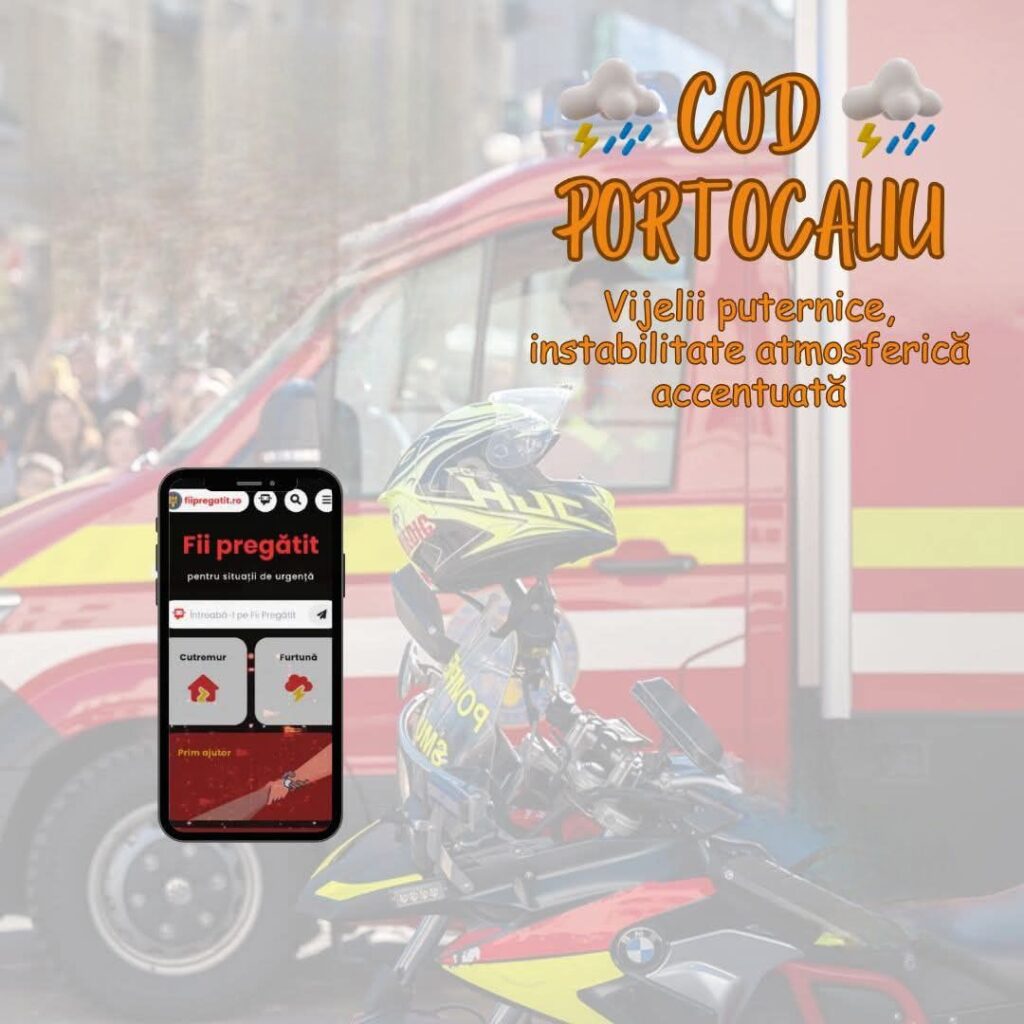 Cod portocaliu de instabilitate atmosferică în Oltenia