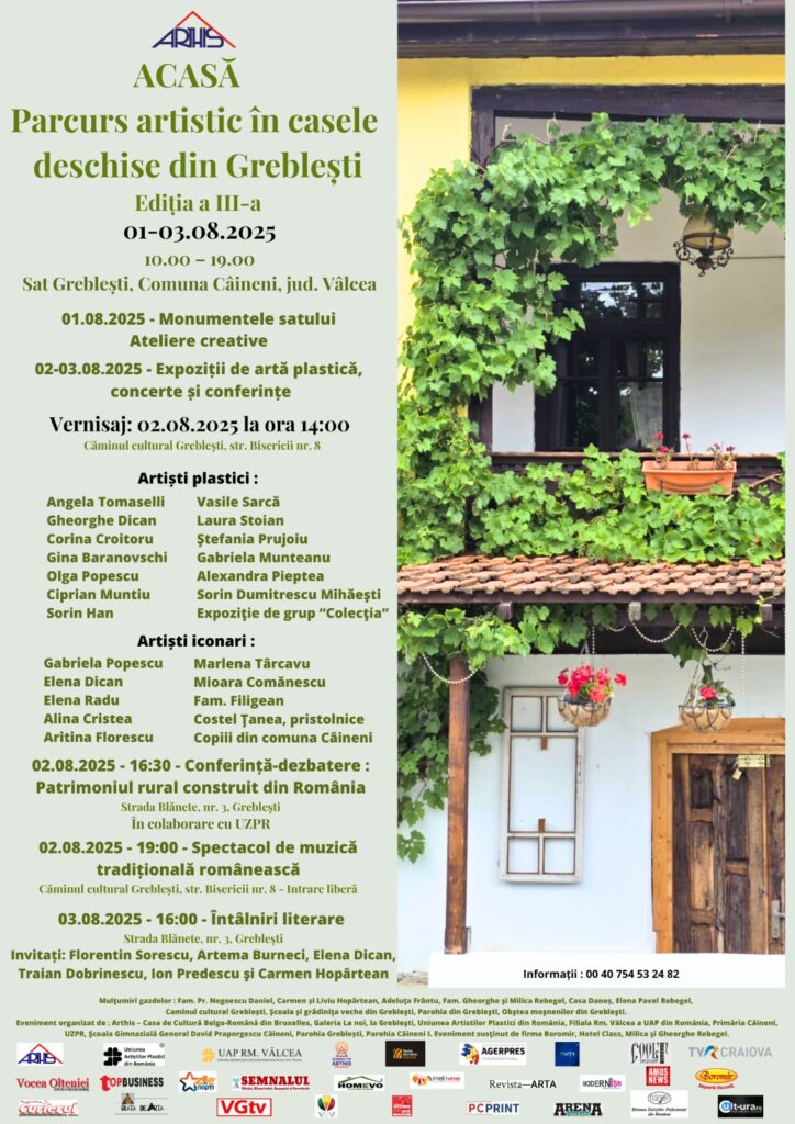 Vâlcea: Grebleștiul devine galerie de artă: casele vechi găzduiesc artiști contemporani, muzicieni și scriitori