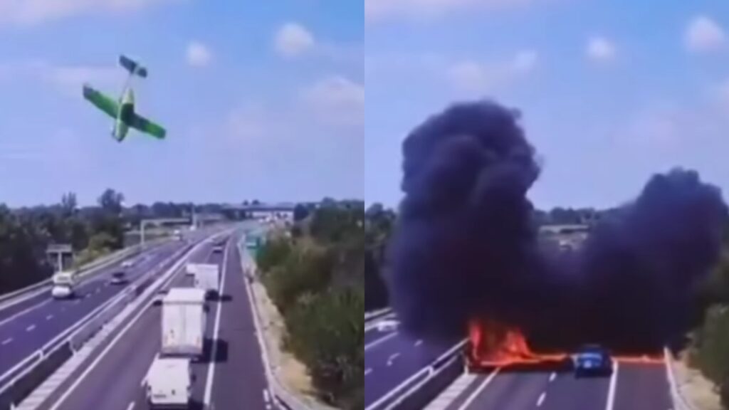 Italia: Un avion s-a prăbușit în mijlocul unei autostrăzi, printre mașinile care circulau