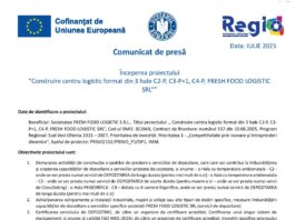 Începerea proiectului „Construire centru logistic format din 3 hale C2-P, C3-P+1, C4-P, FRESH FOOD LOGISTICSRL”