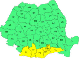 Cod galben de caniculă în sudul țării